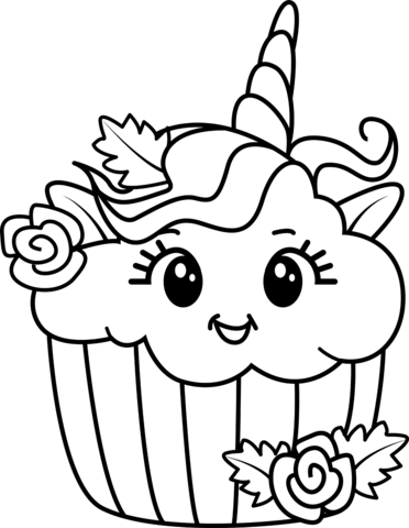 Unicorn Cake Coloring Page